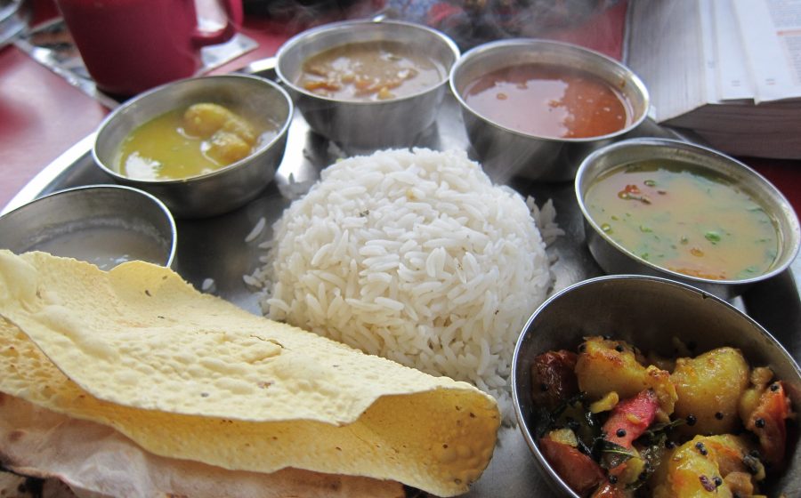 Traditional Indian thali meal